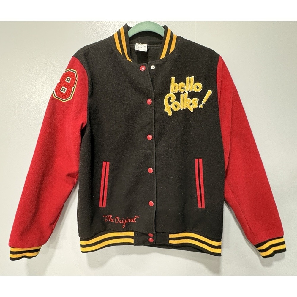 Disney Letterman Varsity Button Women‎ Jacket Mickey Pluto Hello Folks Coat XS